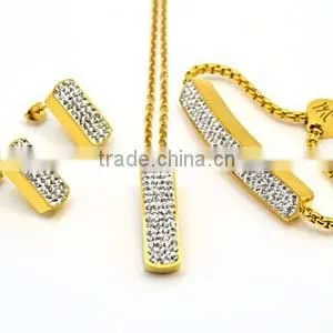 fashion jewelry with diamonds rectangle shape dubai gold jewelry set