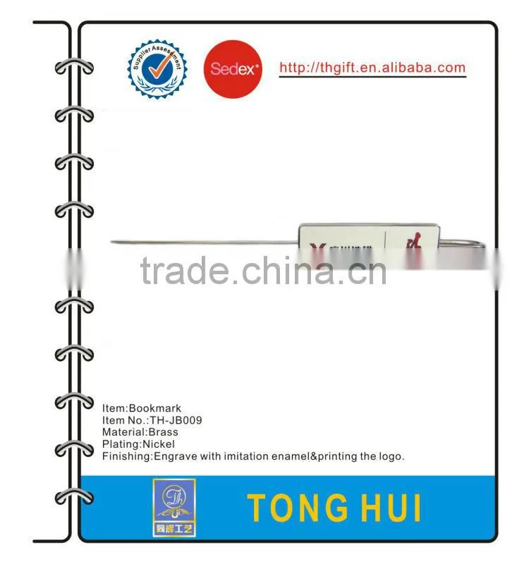 Fashion metal imitation enamel bookmarks with gold plating