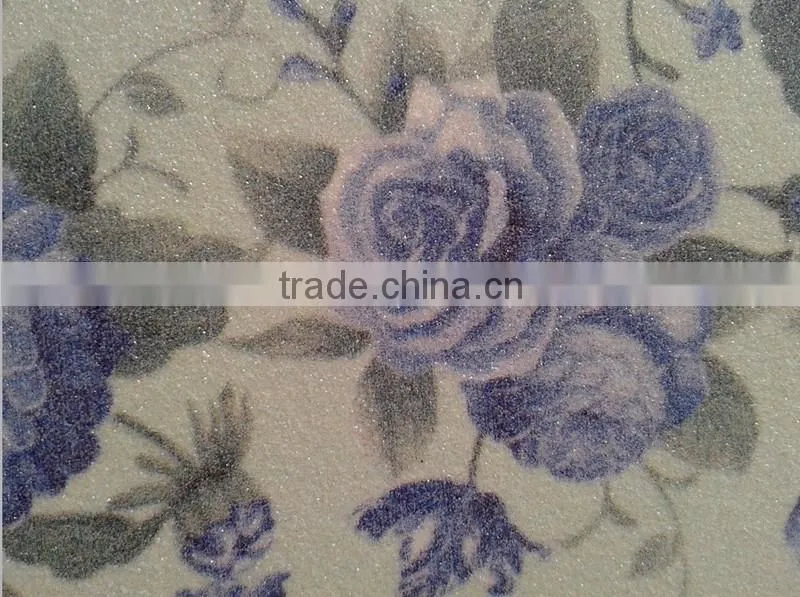 Decorative 0.6-0.8mm thickness knitted flower printed glitter leather