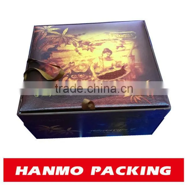 custom made&printed coffee&chocolate set luxury two sides open paper box factory price