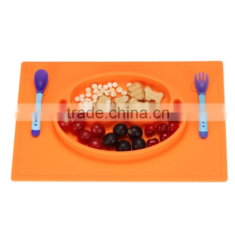 BPA free 2016 good quality one-piece silicone rubber placemat plate