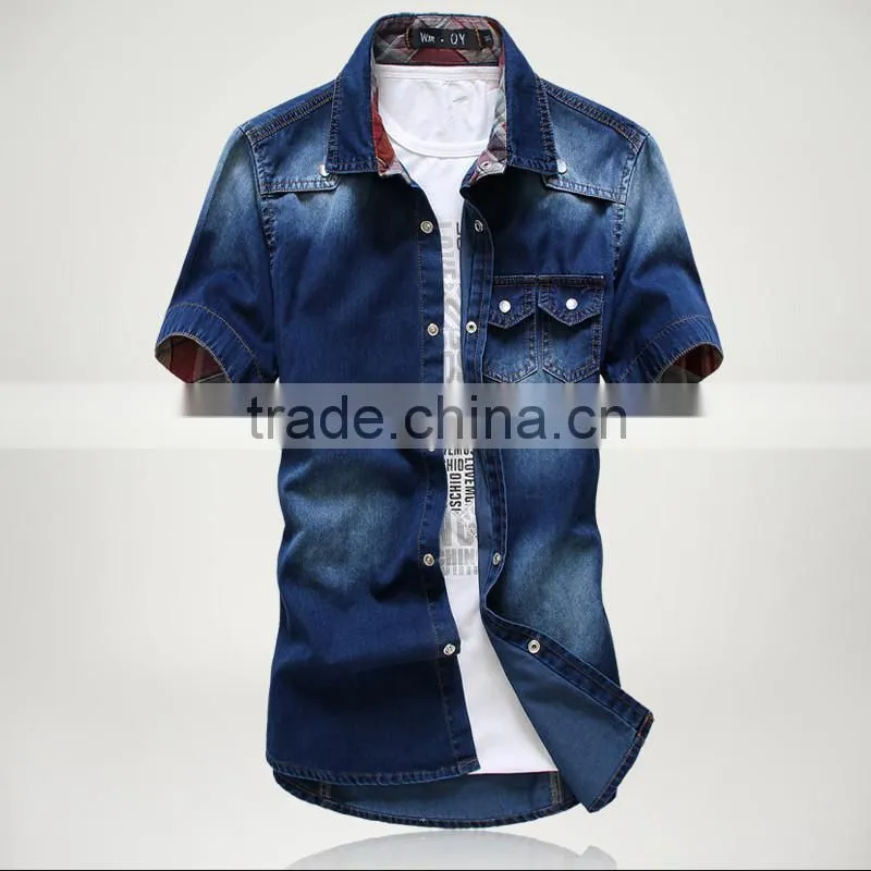 100% Cotton Dark Blue Denim Casual Shirt