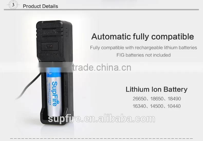 Newest 18650/16340/CR123A/26650 battery USB charger