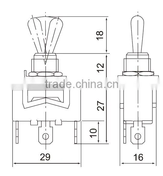 CNTD 12mm Tab Terminal SPDT Toggle Switch ON-ON 2 Way Toggle Switch C512A