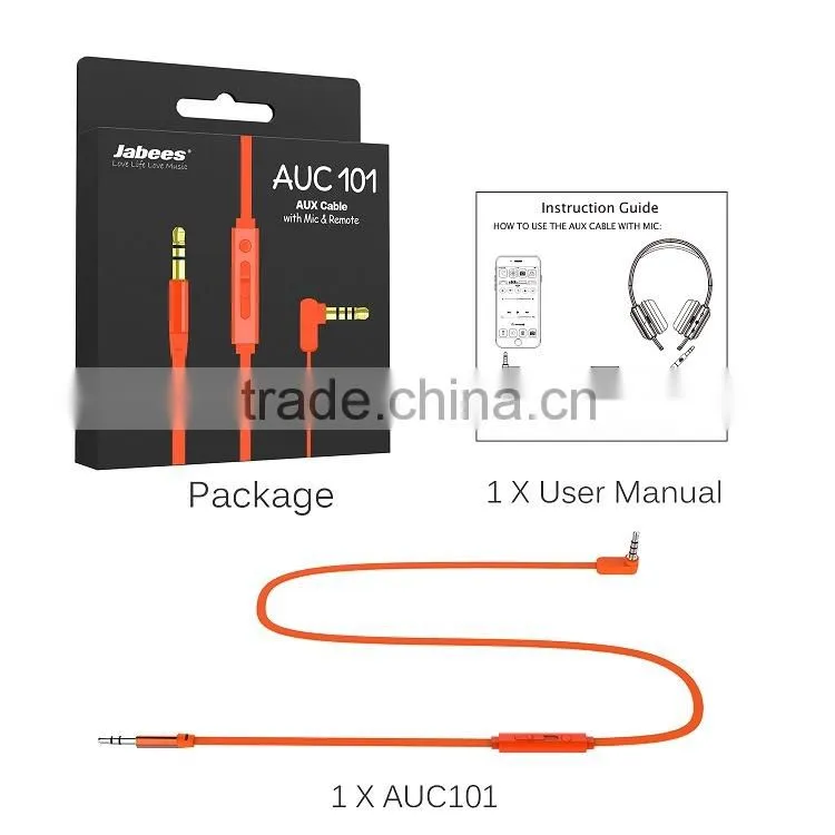 In-Line Remote Microphone 3.5mm Auxiliary Audio Cable with Voice Control