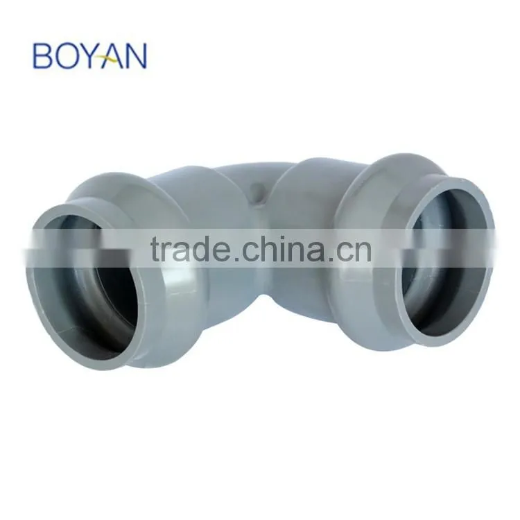 BOYAN taizhou plastic pipe fitting for bathroom grey pvc two faucet 90 degree elbow with rubber