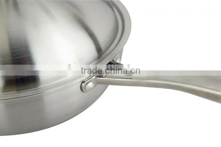 Top Quality Food Grade 304 Stainless Steel Cookng Frying Pan with Lids