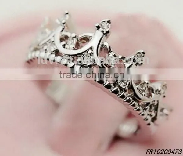 Fashion crown shape crystal jewelry 18K real gold plated ring made with genuine Austrian crystal ring