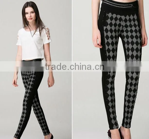 custom plus size fashionable ladies elastic nylon pants
