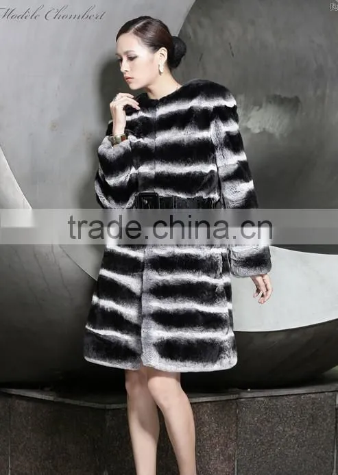 rex14047 Newest fashion rex rabbit skin coat chinchilla color
