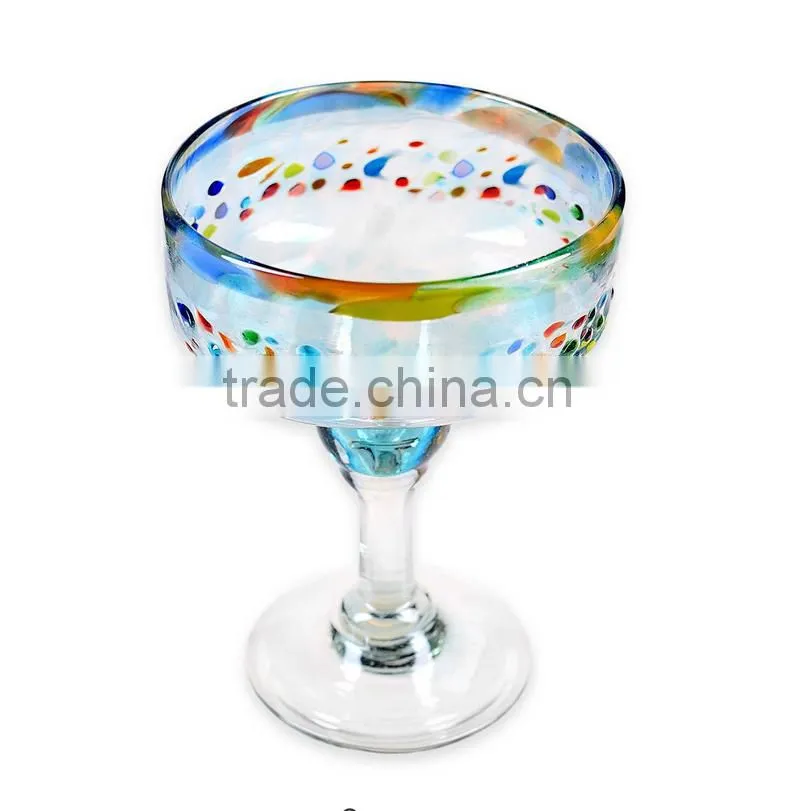 Colored leadfree customized size colored bubble spot rim margaret glass special unique model