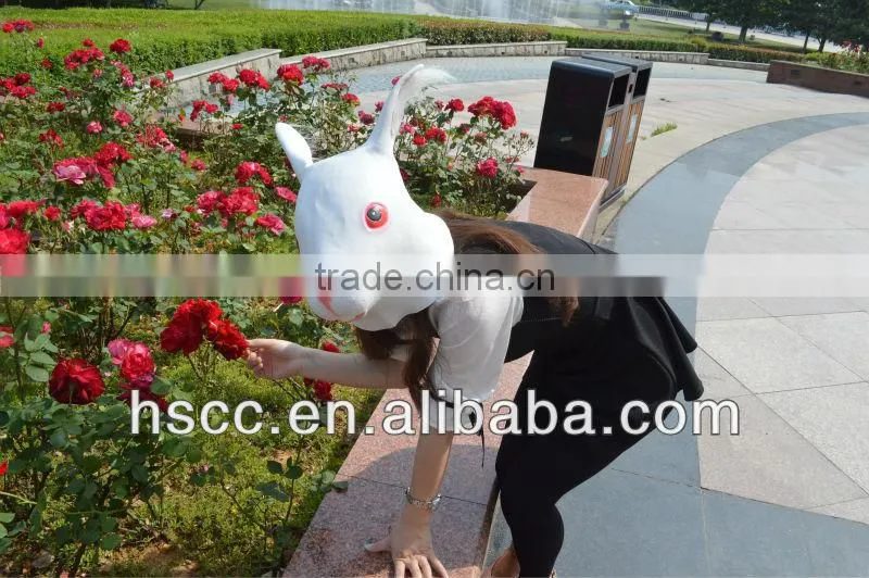Adult Full Head Rubber Animal Mask Bunny Rabbit White