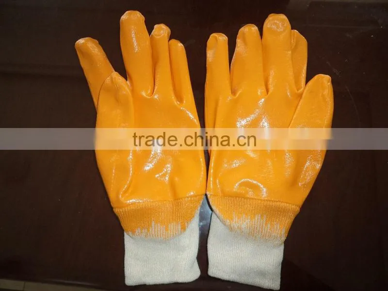 Nitrile coated work gloves yellow rubber work gloves