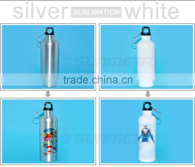 750ml Sublimation Silver and White Aluminium Sport Water Bottle
