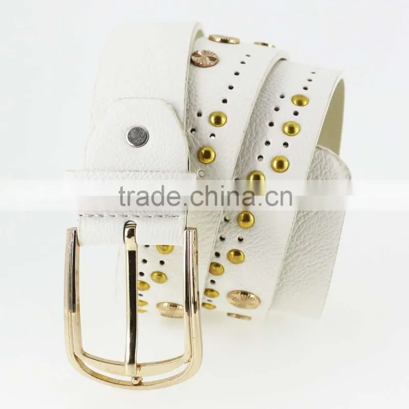 2015 Women's fashion studded beads belt with shiny gold beads in yiwu