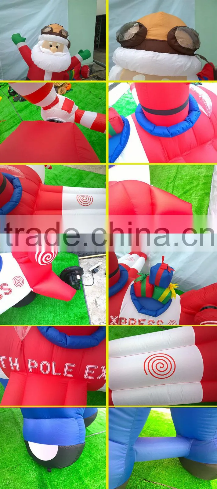 DJ-SD-001 china supplier inflatable christmas santa decorations Plane