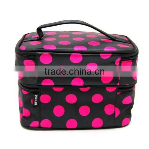 Black And White Dot Pattern Two Layers Makeup Case Bag