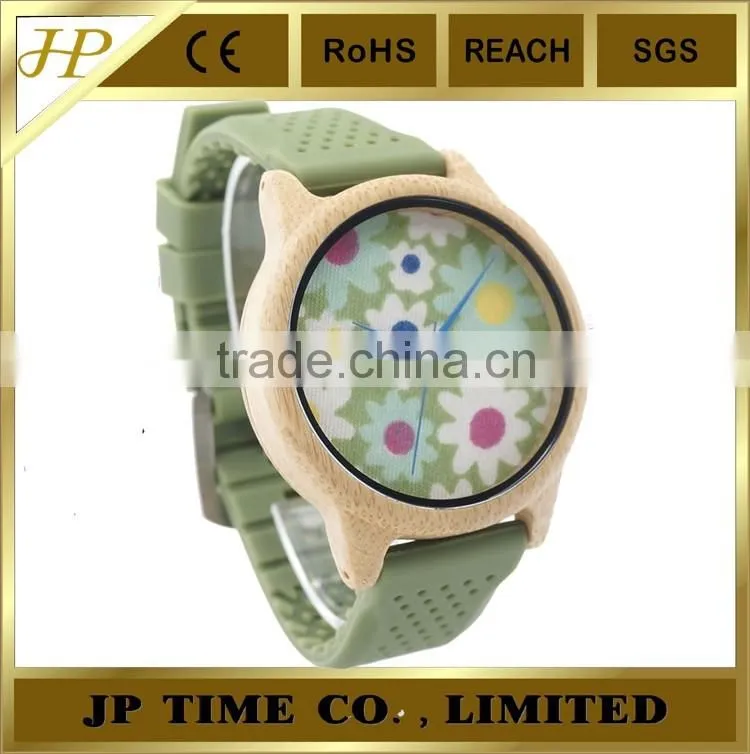 Bamboo Wooden Watch Cloth Dial Soft Silicone Band garment Watches as Pastoralism
