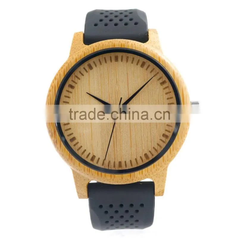 Cheap Bamboo Wooden watch band Wood Dial Soft Silicone Band Quartz Watches for Men Women,wooden watch custom logo