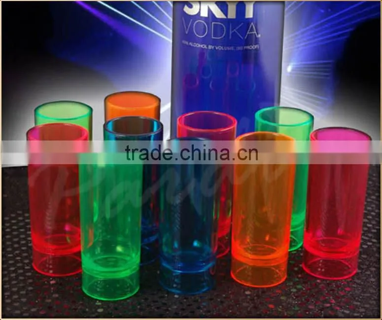 Customize log print plastic shot glasses cup assorted neon colors
