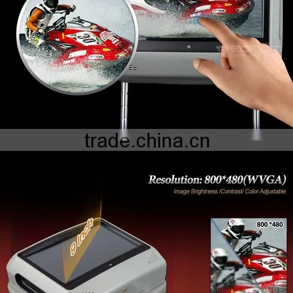 L0276 9 Inch Digital Touch Screen Detachable Headrest DVD player(Grey/Tan/Black Color)