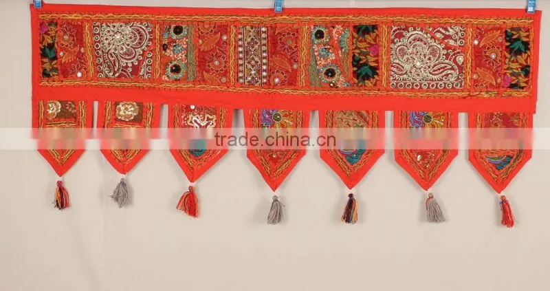 indian Door Hanging, Handmade Window Valance, Vintage Home Decor Embroidery Toran, Bohemian Door Hanging