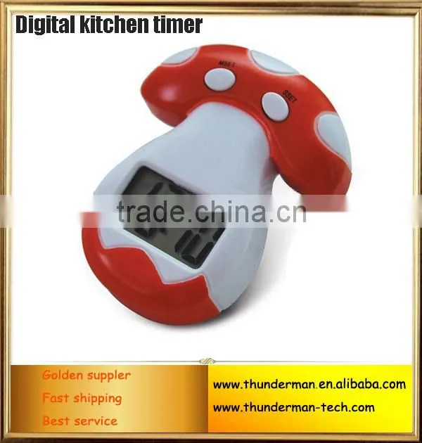 Mushroom style LCD Display Digital Kitchen Timer with Magnetic Function