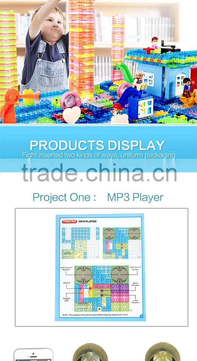 Educational toys 41pcs diy plastic kids electronic blocks