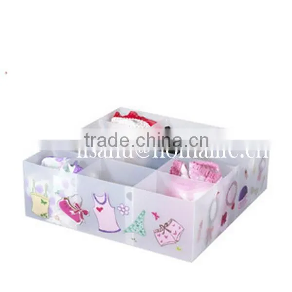 Transparent divided socks storage box with clear top