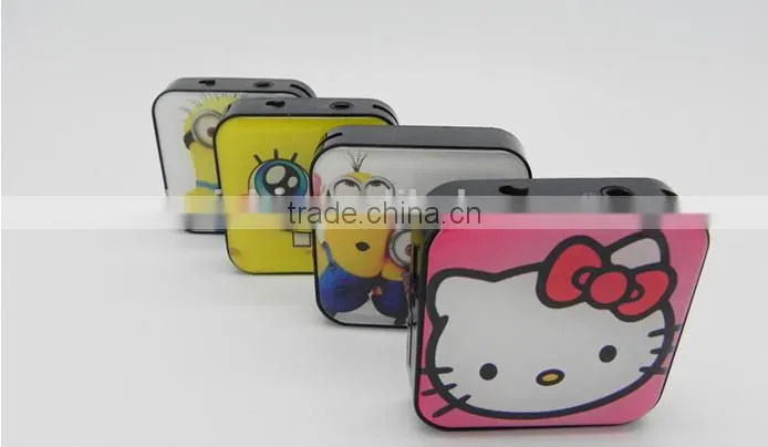 New cartoon character square mini clip hello kitty mp3 player with 4gb 8gb tf card