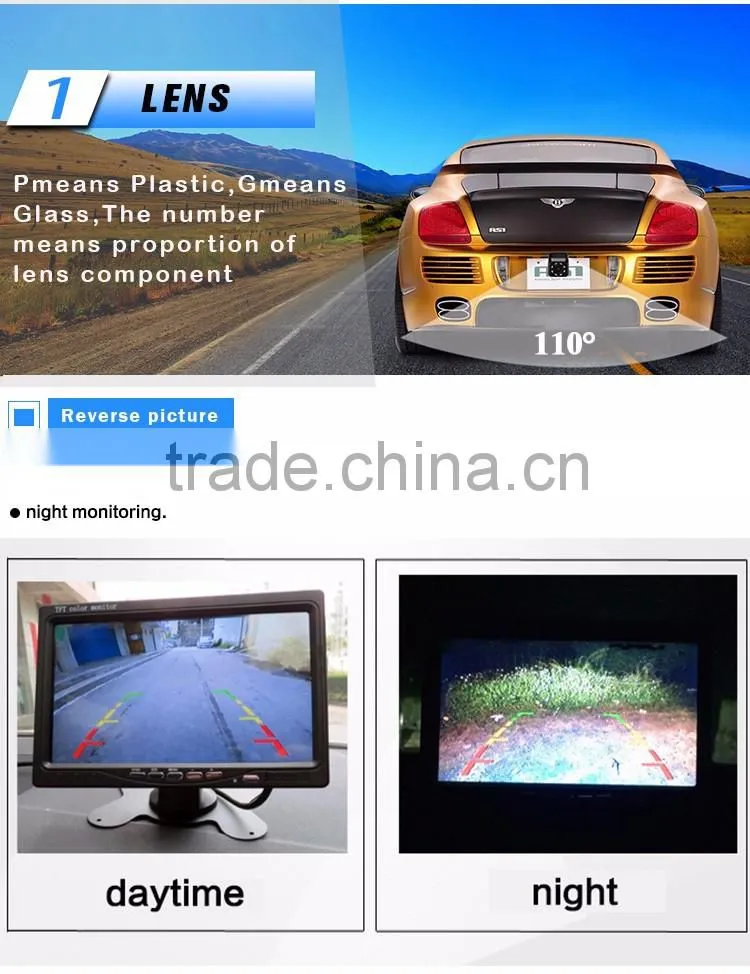Metal Housing Korea Style 1089 chip car rear view camera with 8 Led