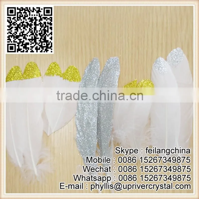 Wholesale Top Quality Gold Glitter Goose Feather