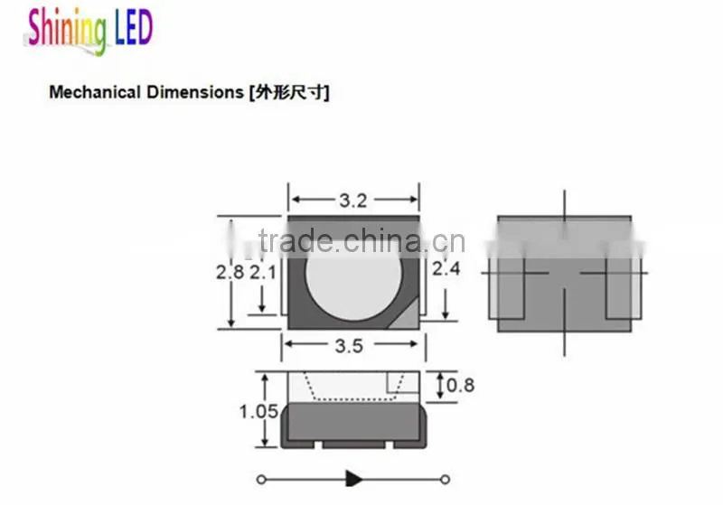 Light Emitting Diode 8-9LM 0.06W 3528 SMD LED Chip