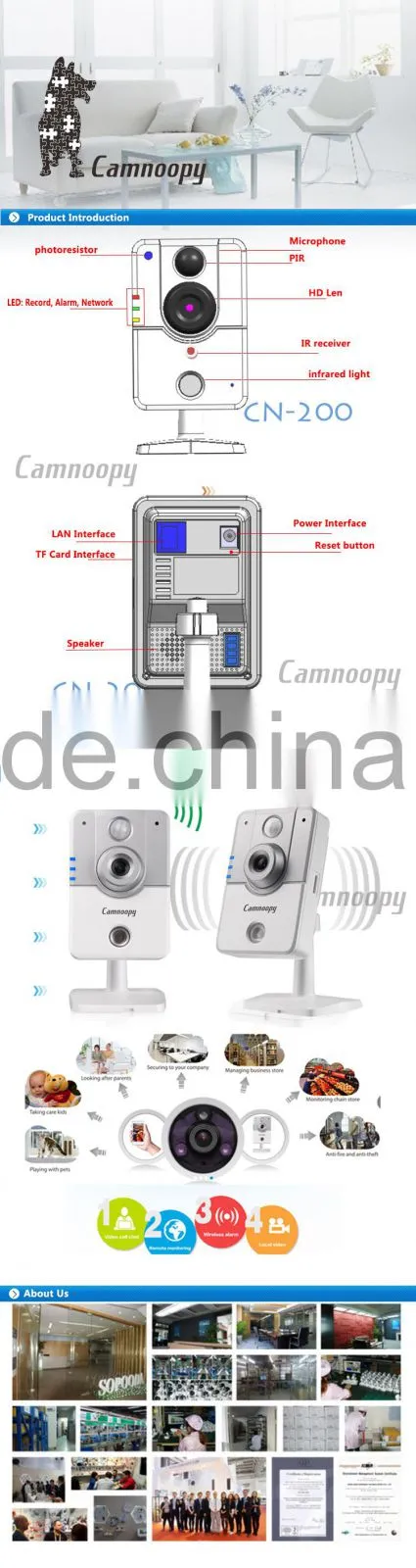 High definition PIR Alarm night vision ip palstic cube ip camera internet security camera
