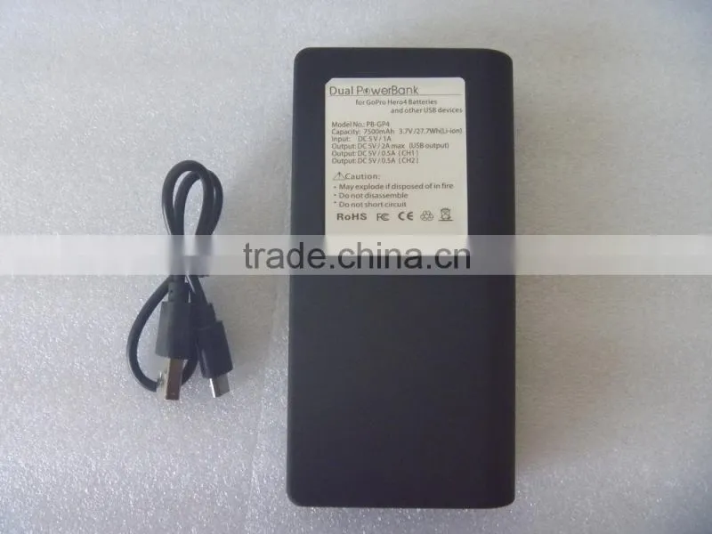 Powr bank for Gopro hero 4 battery / AHDBT-401 battery dual USB charger