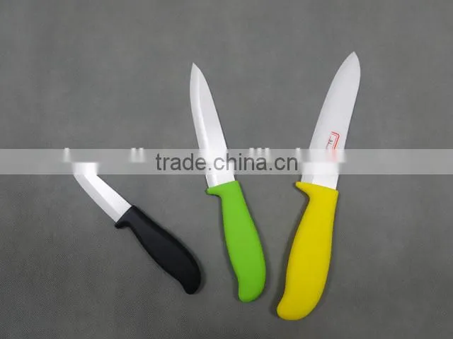 3"+4"+5" Colorful Handle Kitchen Knives set, Quality Assured Zirconia Blade in knife holder