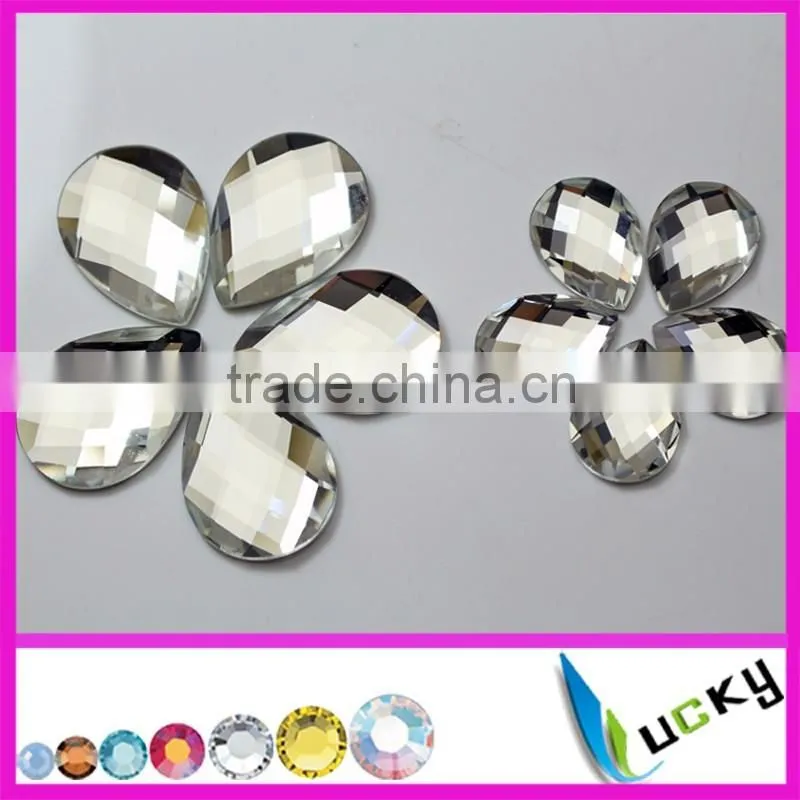 sew on flatback teardrop shape crystal ab color strass rhinestones, can be with or without holes glue on for clothes