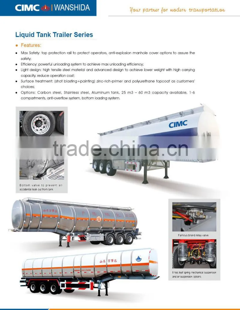 CIMC OEM Manufacturing Water Storage Tanker, Tri-axle Diesel Fuel Tank Trailer