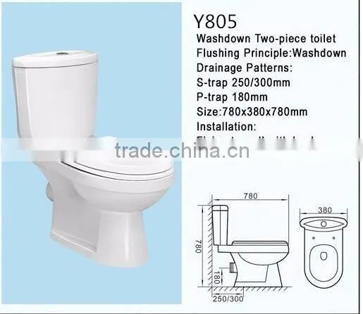 bathroom wc toilet bowl two piece toilets ceramic washdown Strap Ptrap toilet with basin colorful toilet Sri Lanka market Y805