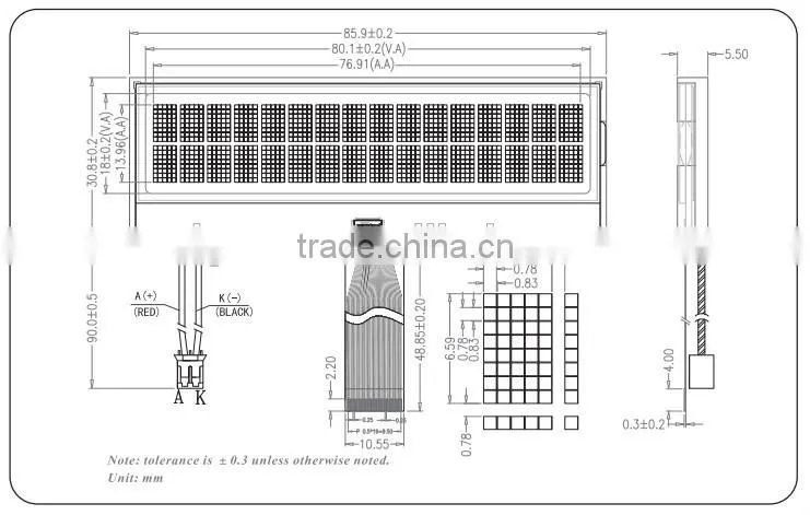 FSTN BLACK CHARACTER AND WHITE LED BACKLIGHT 16X2 COG LCD display
