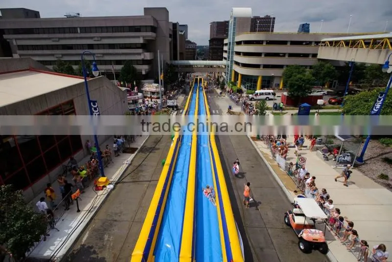 Popular giant inflatable water city slide, inflatable slip N water slide for adult