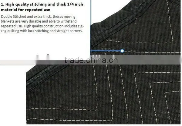 Waterproof Moving Blanket made of polyester and recycle cotton filling