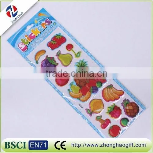 Factory directly sale vegetable shape kids 3D cute puffy sticker