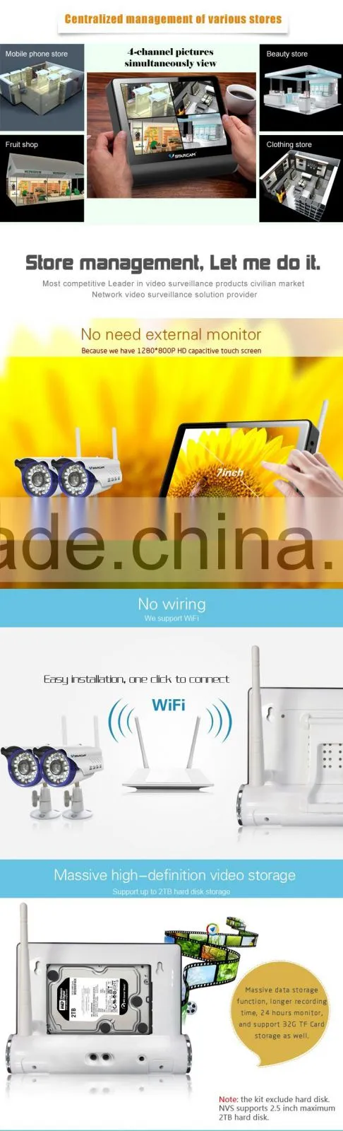 VStarcam waterproof touch screen wifi poe ip camera outdoor