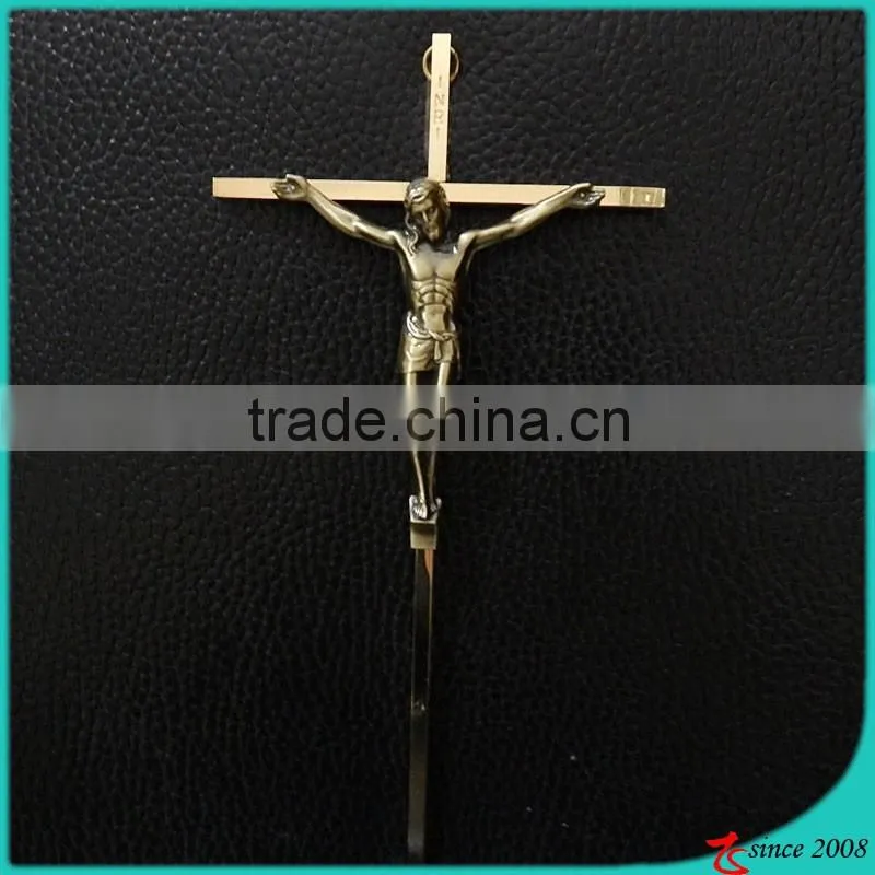 Wood Inspired Bronze Wall Cross Crucifix Jesus Christ
