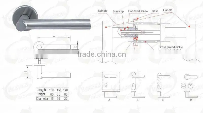 HL010 Stainless steel tube lever door handle hardware