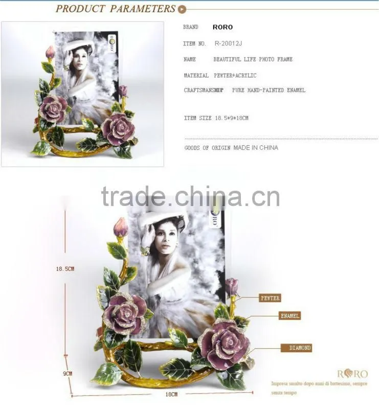 RORO Beautiful Life rose crystal glass enamel photo frame picture frame