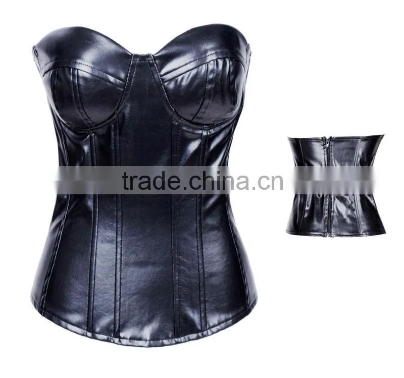 girls coffee zipper front sexy bustier top m1985