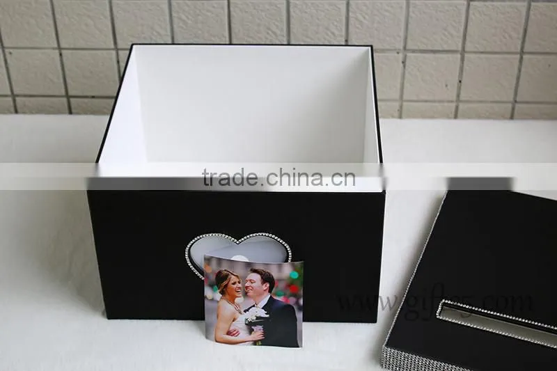 Elegant black wedding money box in handmade with photo frame wedding decorations