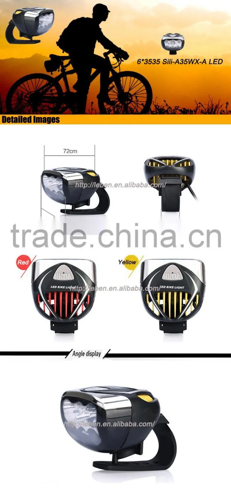 New Design 6 x 3535 Sili-A35WX-A WHITE LED Bike Accessories Wholesale Bike Light